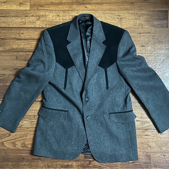 Circle S Western ~ Men’s 42R ~ Vintage ~ Gray & Black ~ Blazer Coat